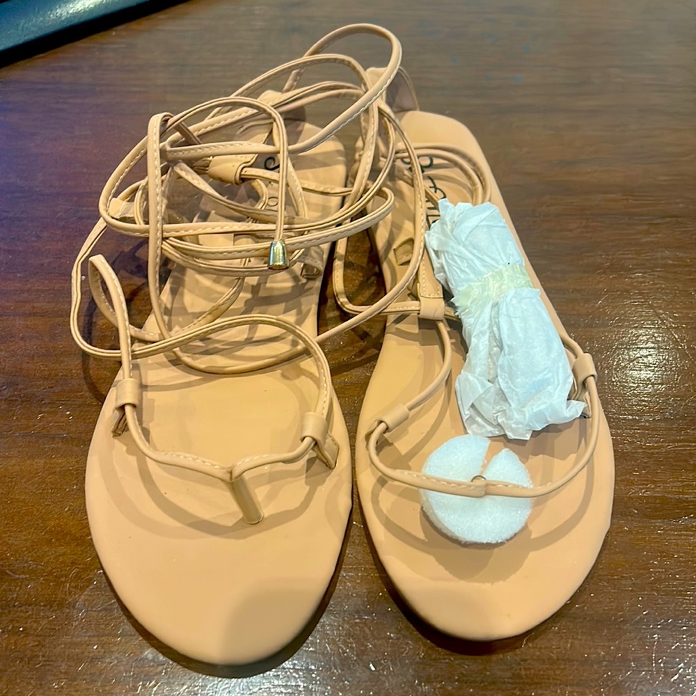 New nude wrap sandals never worn with box